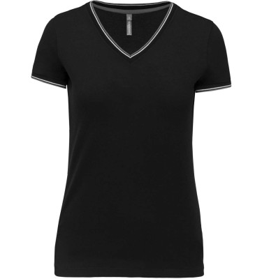 LADIES' PIQUÉ KNIT V-NECK T-SHIRT