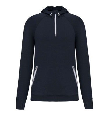 ZIP NECK HOODED SPORTS SWEATSHIRT