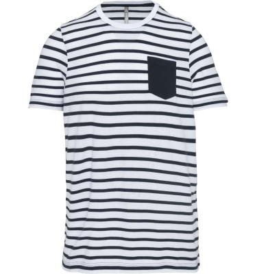 KIDS' STRIPED SHORT SLEEVE SAILOR T-SHIRT WITH POCKET