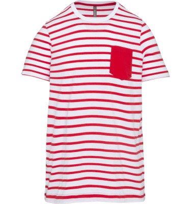 KIDS' STRIPED SHORT SLEEVE SAILOR T-SHIRT WITH POCKET