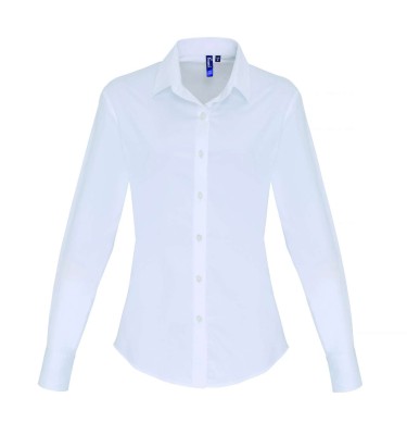 WOMEN'S STRETCH-FIT COTTON POPLIN LONG SLEEVE SHIRT