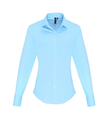WOMEN'S STRETCH-FIT COTTON POPLIN LONG SLEEVE SHIRT