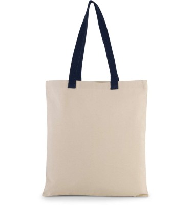 FLAT CANVAS SHOPPER WITH CONTRAST HANDLE