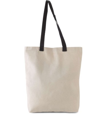 FLAT CANVAS SHOPPER WITH CONTRAST HANDLE