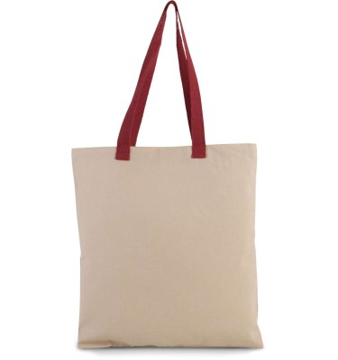 FLAT CANVAS SHOPPER WITH CONTRAST HANDLE
