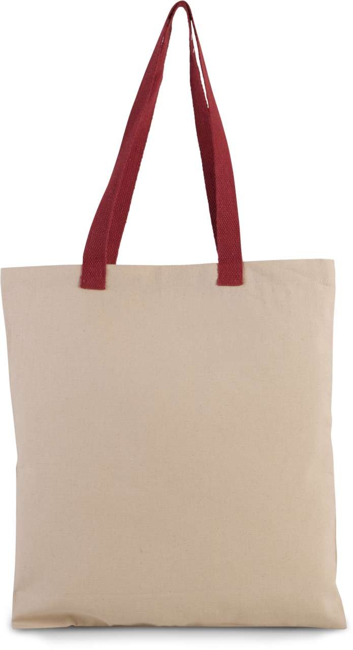 FLAT CANVAS SHOPPER WITH CONTRAST HANDLE