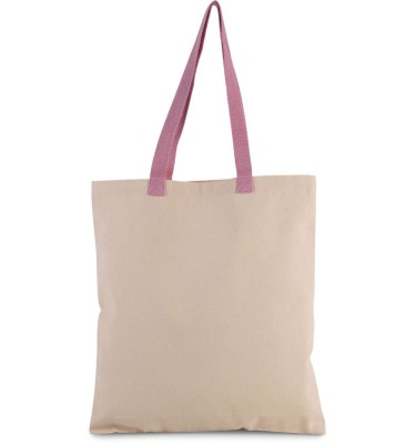 FLAT CANVAS SHOPPER WITH CONTRAST HANDLE