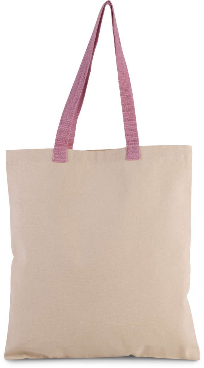 FLAT CANVAS SHOPPER WITH CONTRAST HANDLE