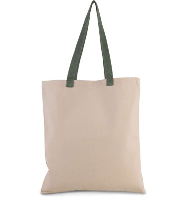 FLAT CANVAS SHOPPER WITH CONTRAST HANDLE