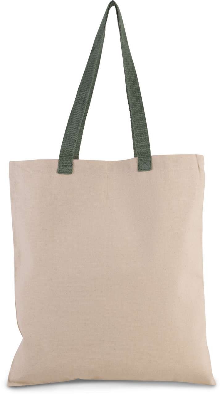 FLAT CANVAS SHOPPER WITH CONTRAST HANDLE