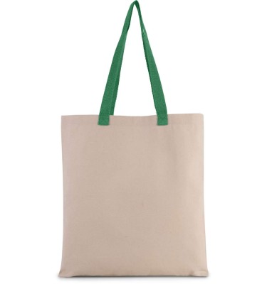 FLAT CANVAS SHOPPER WITH CONTRAST HANDLE