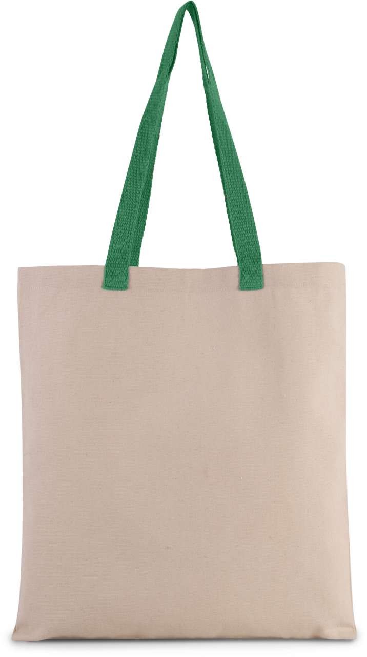 FLAT CANVAS SHOPPER WITH CONTRAST HANDLE