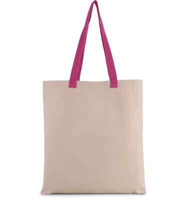 FLAT CANVAS SHOPPER WITH CONTRAST HANDLE