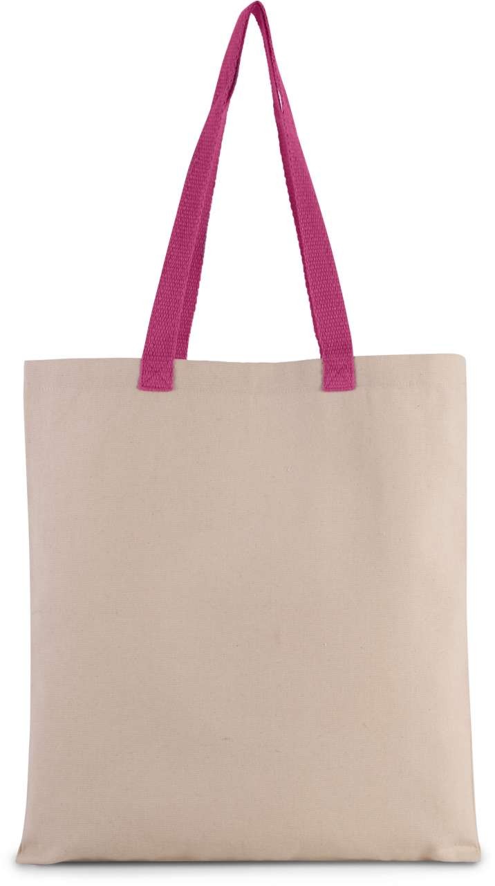 FLAT CANVAS SHOPPER WITH CONTRAST HANDLE