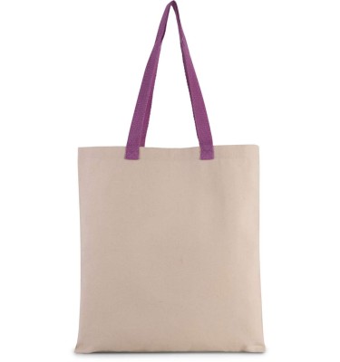 FLAT CANVAS SHOPPER WITH CONTRAST HANDLE