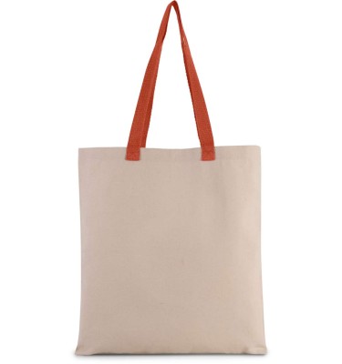 FLAT CANVAS SHOPPER WITH CONTRAST HANDLE