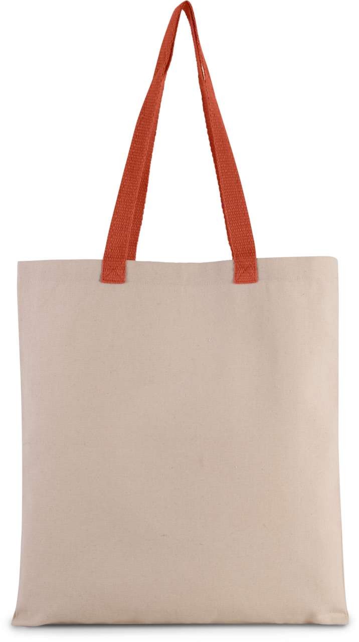 FLAT CANVAS SHOPPER WITH CONTRAST HANDLE