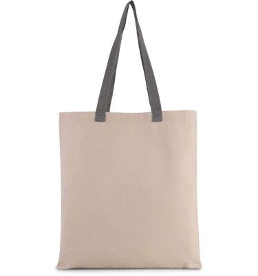 FLAT CANVAS SHOPPER WITH CONTRAST HANDLE