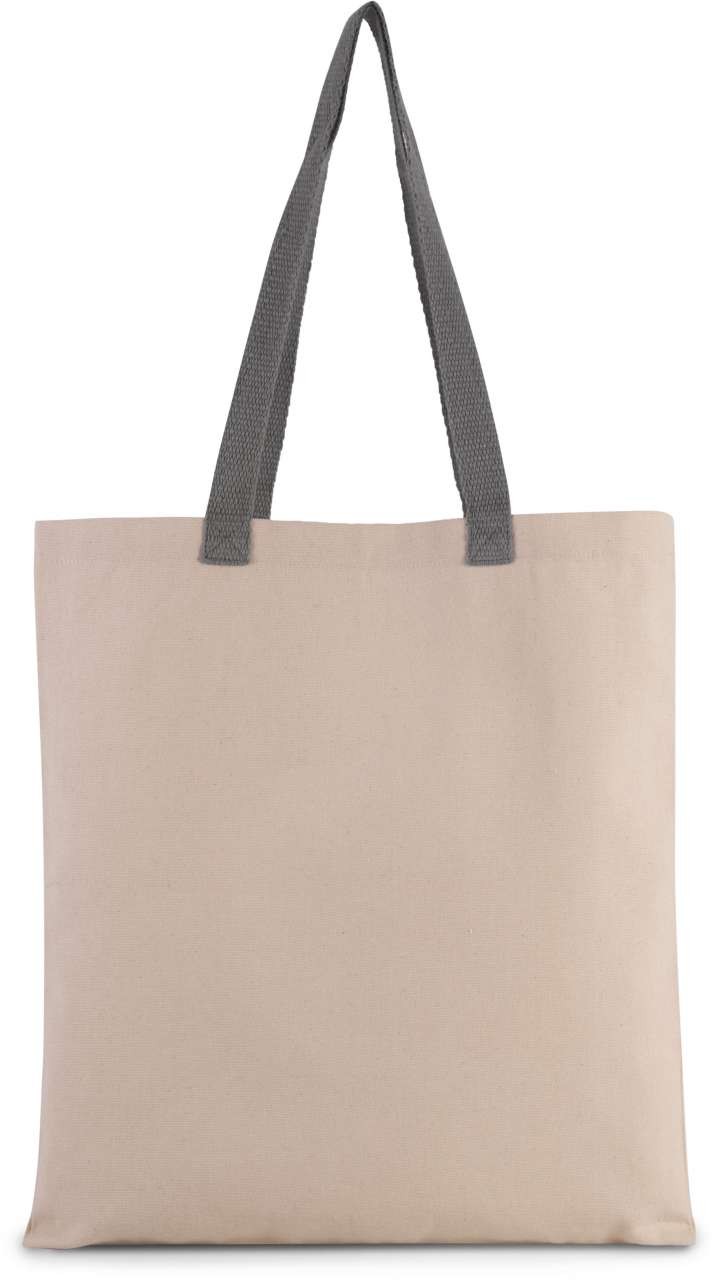 FLAT CANVAS SHOPPER WITH CONTRAST HANDLE