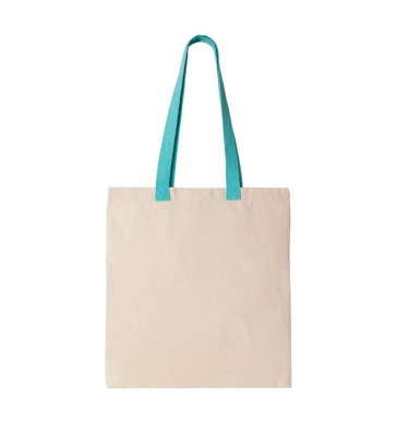 FLAT CANVAS SHOPPER WITH CONTRAST HANDLE
