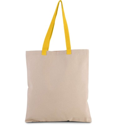 FLAT CANVAS SHOPPER WITH CONTRAST HANDLE
