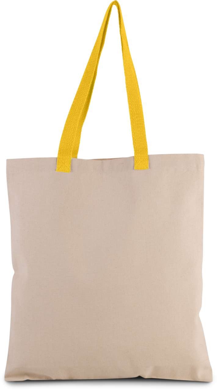 FLAT CANVAS SHOPPER WITH CONTRAST HANDLE