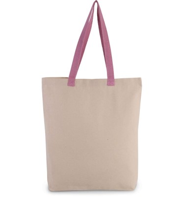 SHOPPER BAG WITH GUSSET AND CONTRAST COLOUR HANDLE