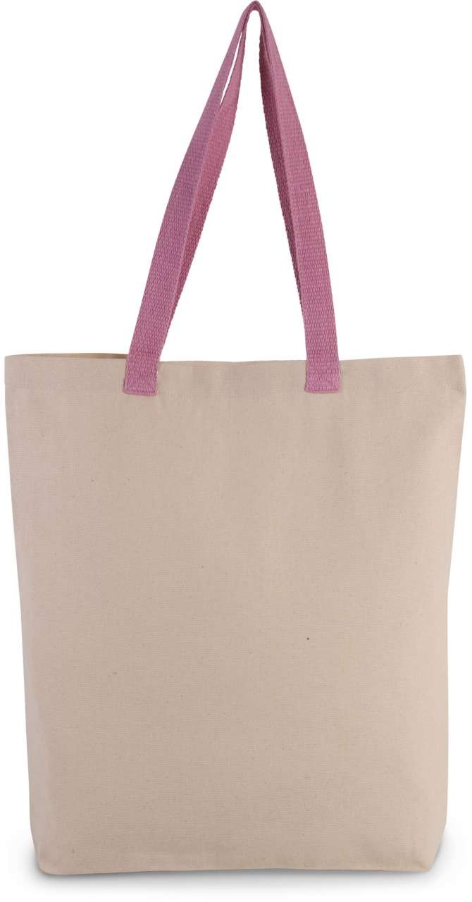 SHOPPER BAG WITH GUSSET AND CONTRAST COLOUR HANDLE
