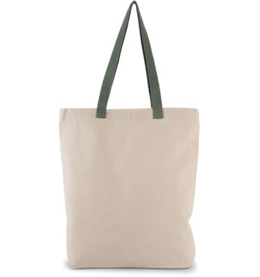 SHOPPER BAG WITH GUSSET AND CONTRAST COLOUR HANDLE