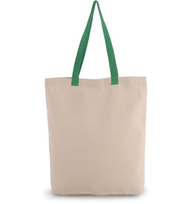 SHOPPER BAG WITH GUSSET AND CONTRAST COLOUR HANDLE