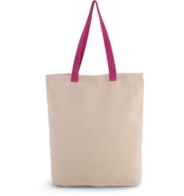 SHOPPER BAG WITH GUSSET AND CONTRAST COLOUR HANDLE