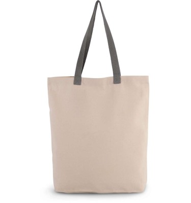 SHOPPER BAG WITH GUSSET AND CONTRAST COLOUR HANDLE
