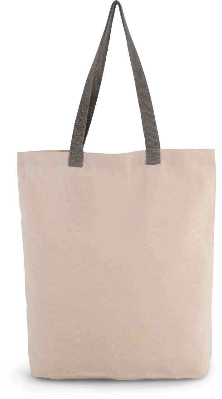 SHOPPER BAG WITH GUSSET AND CONTRAST COLOUR HANDLE