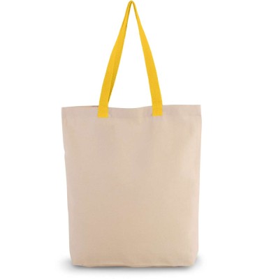 SHOPPER BAG WITH GUSSET AND CONTRAST COLOUR HANDLE