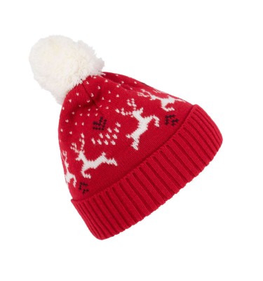 WINTER BEANIE WITH REINDEER DESIGN