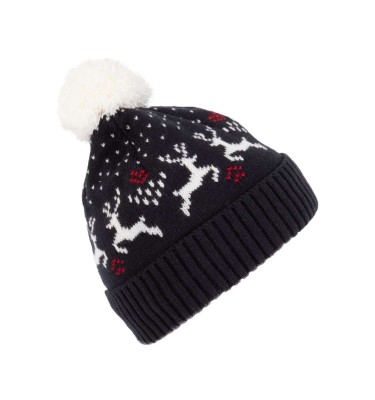 WINTER BEANIE WITH REINDEER DESIGN