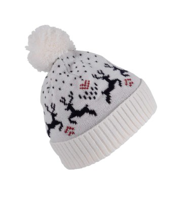 WINTER BEANIE WITH REINDEER DESIGN