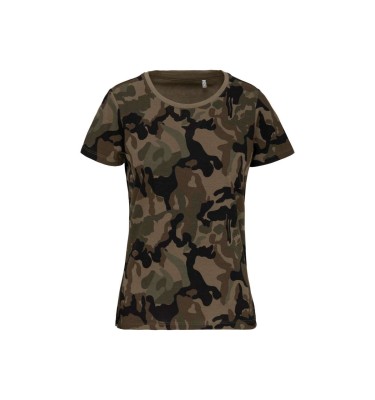 LADIES' SHORT-SLEEVED CAMO T-SHIRT