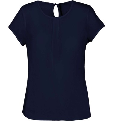 LADIES' SHORT-SLEEVED CREPE BLOUSE
