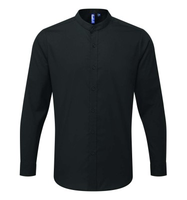 BANDED COLLAR 'GRANDAD' LONG SLEEVE SHIRT