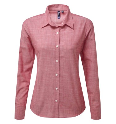 WOMEN'S COTTON SLUB CHAMBRAY LONG SLEEVE SHIRT