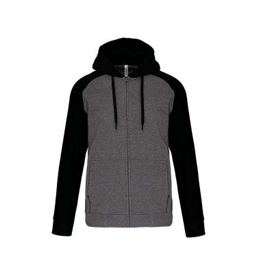 UNISEX TWO-TONE ZIPPED HOODED FLEECE JACKET