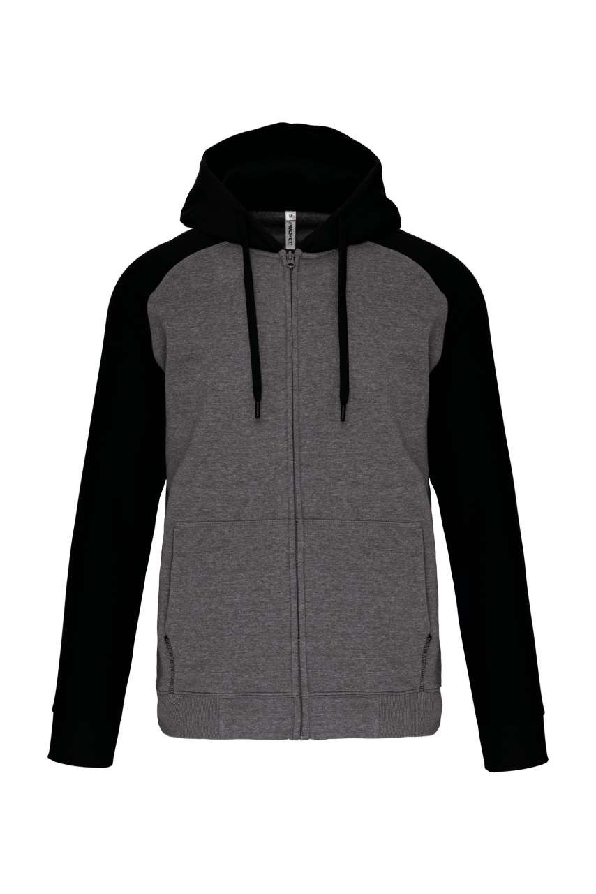 UNISEX TWO-TONE ZIPPED HOODED FLEECE JACKET