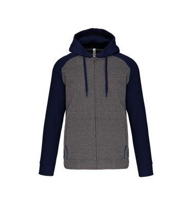 UNISEX TWO-TONE ZIPPED HOODED FLEECE JACKET