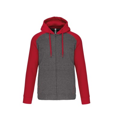 UNISEX TWO-TONE ZIPPED HOODED FLEECE JACKET