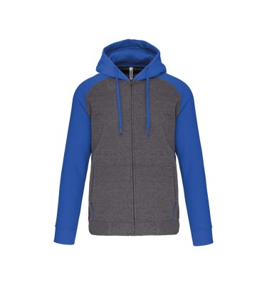 UNISEX TWO-TONE ZIPPED HOODED FLEECE JACKET