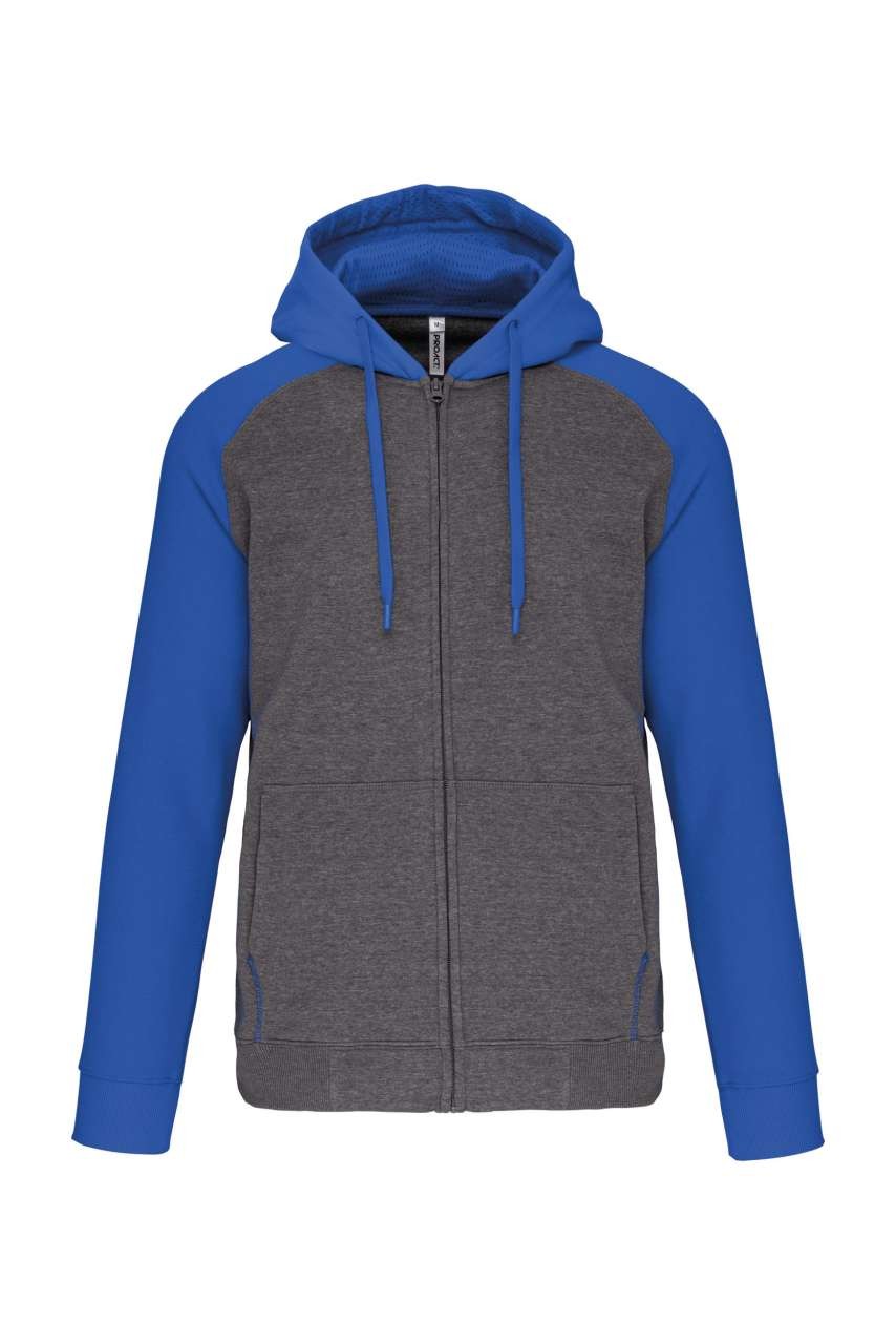 UNISEX TWO-TONE ZIPPED HOODED FLEECE JACKET