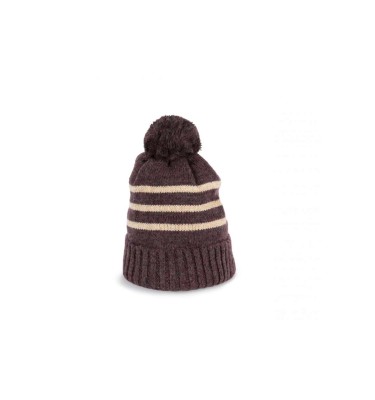 KNITTED STRIPED BEANIE IN RECYCLED YARN