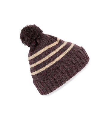 KNITTED STRIPED BEANIE IN RECYCLED YARN