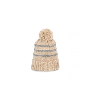 KNITTED STRIPED BEANIE IN RECYCLED YARN